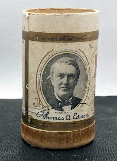 EDISON RECORD ~ c1907 Record Tube with Edison Photograph, Empty