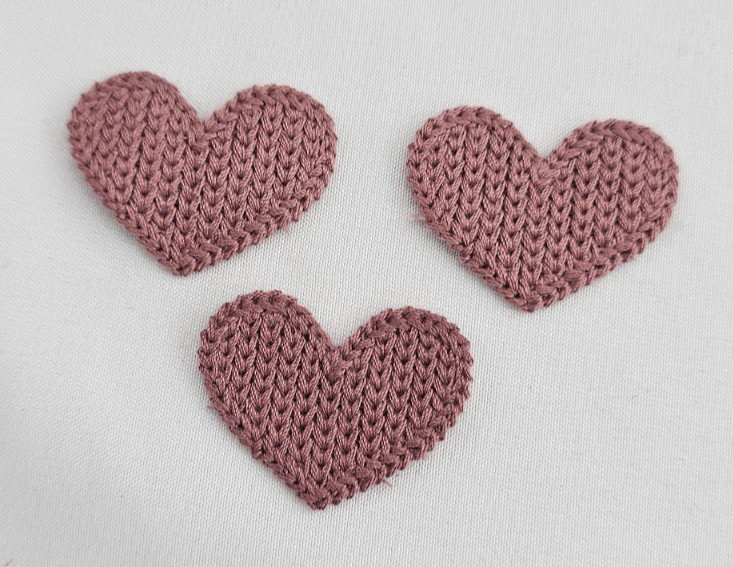 Knitted Soft Smoky Rose Hearts – Set of 3 – 1 1/4" For Crafts, Cards, Scrapbook
