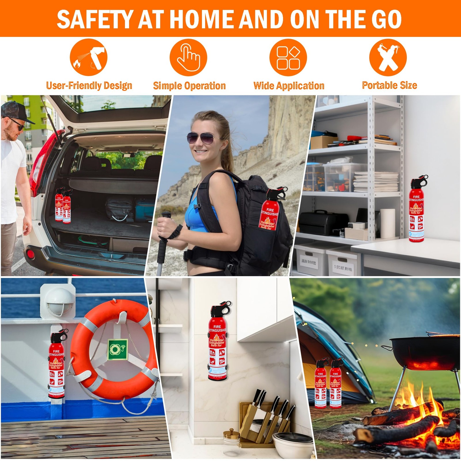 1 Pack Fire Extinguisher for Home, Kitchen, Car, and Grill,Ompact WaterBased ...