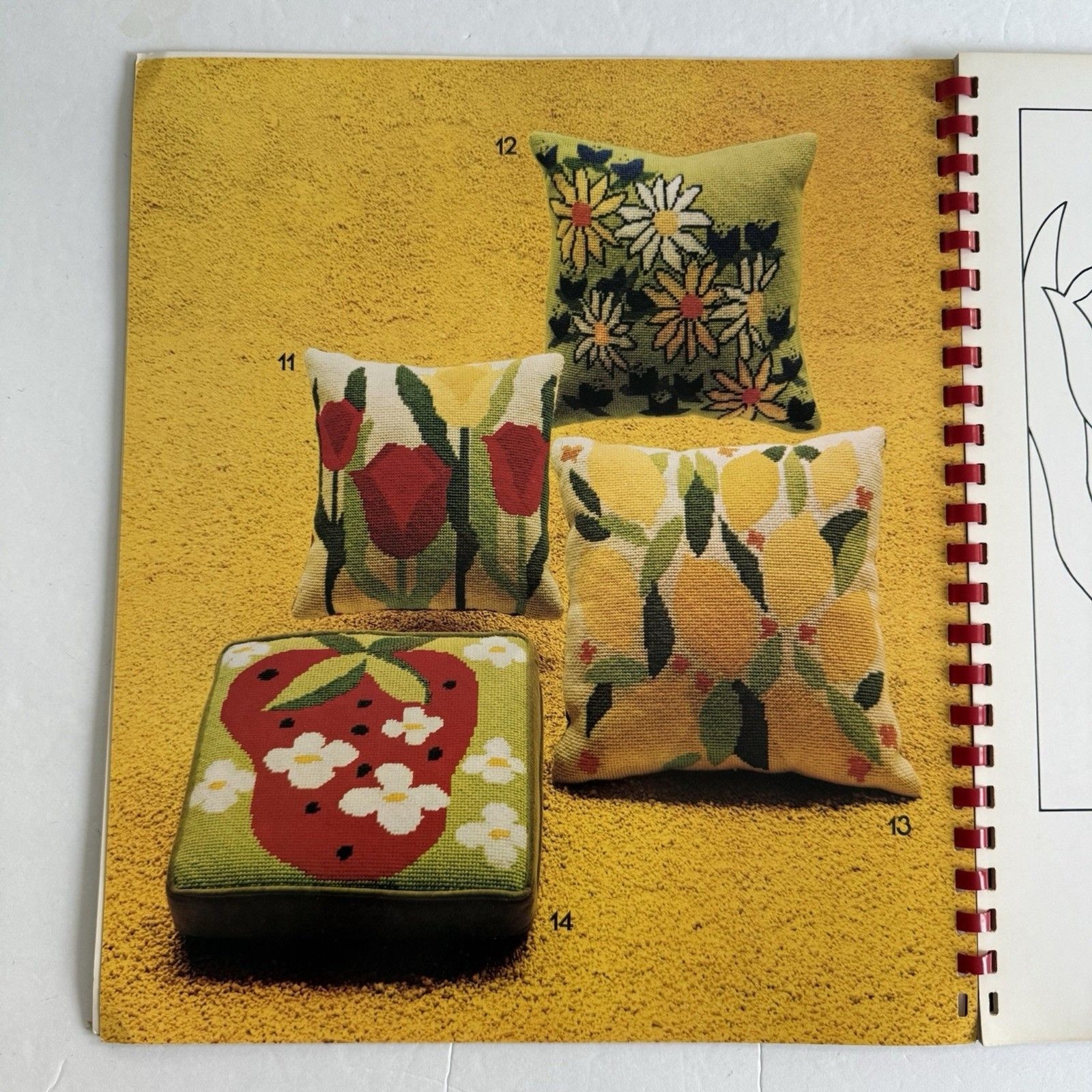 Vtg 1973 Lisbeth Perrone's Needlepoint Workbook Spiral Bound Canvas Embroidery
