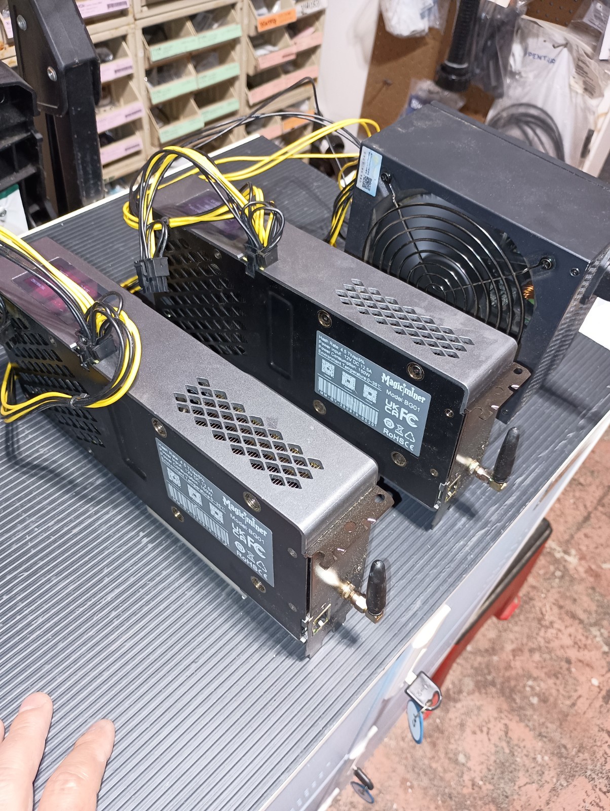 2x Magic Miner BG01 4.5TH/s Bitcoin ASIC Miners + 12V 2000W PSU w/ Original Boxe