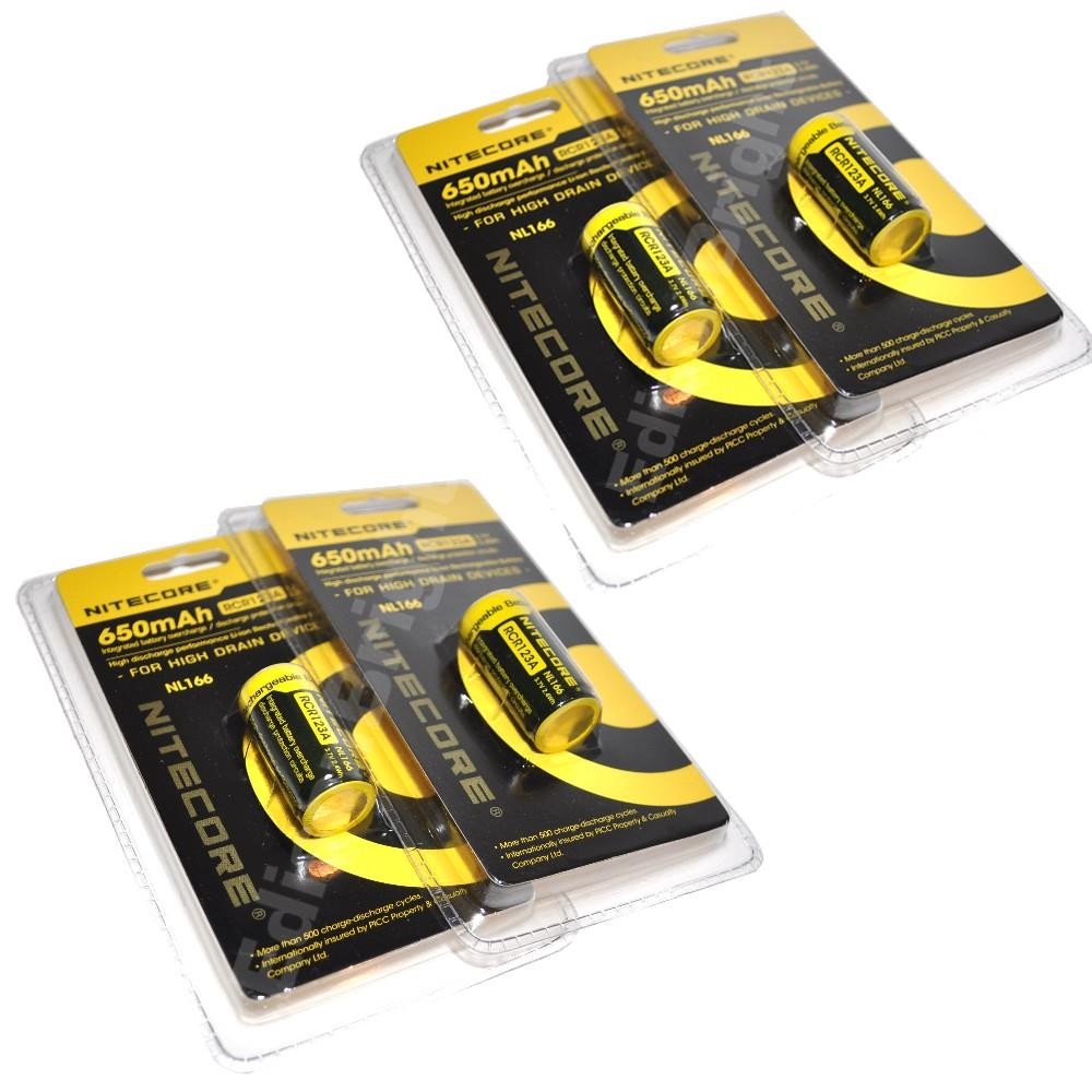 4 Pack NITECORE NL166 RCR123A 16340 Li-ion rechargeable batteries sealed pack