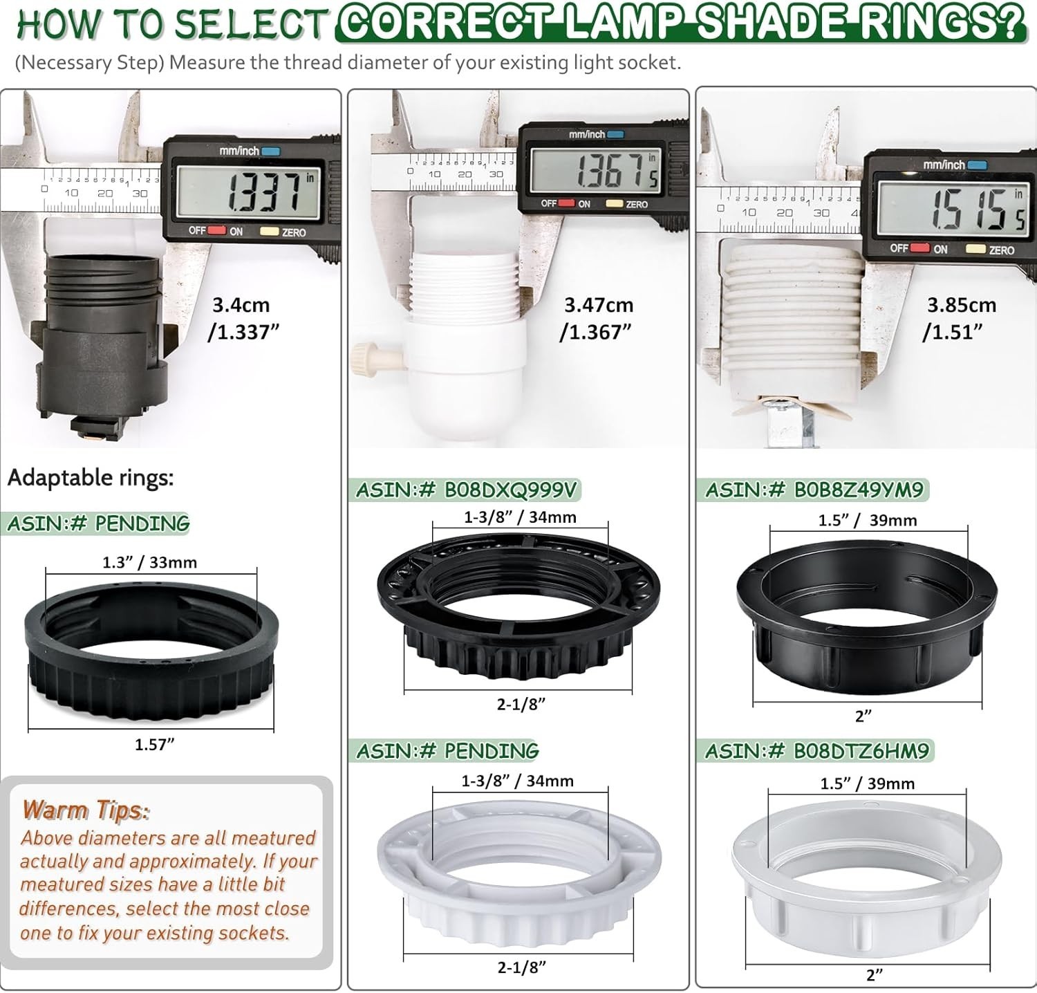 Light Socket Shade Rings,Aluminum Threaded Socket Ring for Medium Base E26 So...