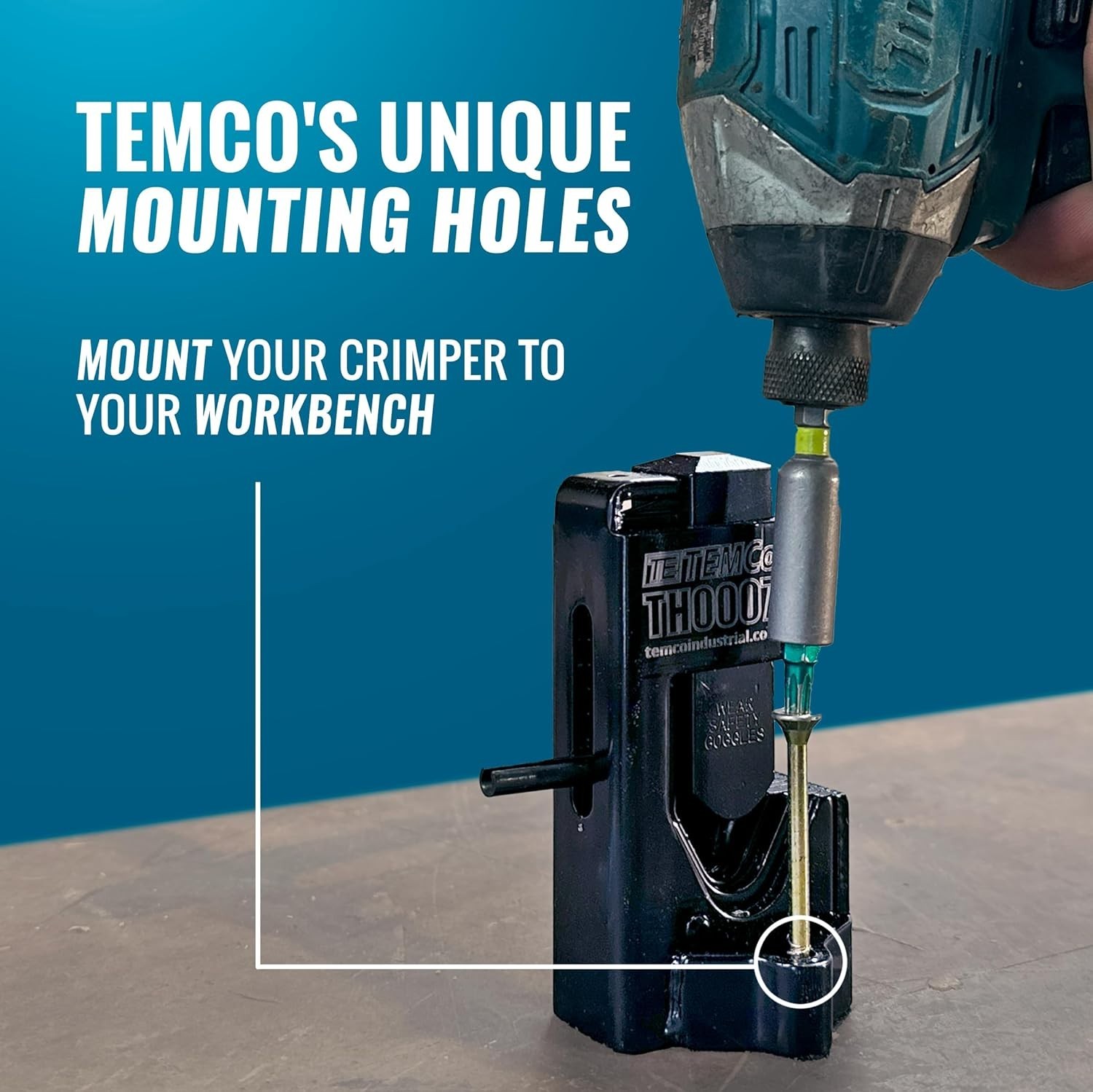 Workbench Mountable Crimper for Battery Cable Terminals