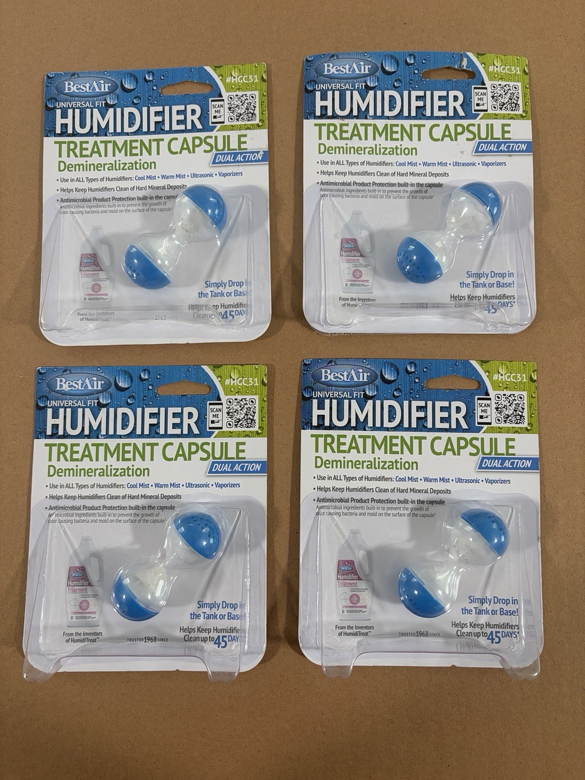 Bestair Humidifier Dual Action Treatment Capsule HCC31 Demineralization LOT OF 4