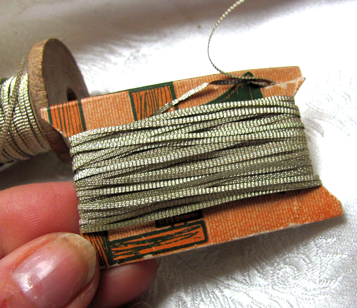 Antique Real Metal Embossed Thread Tinsel France French Fly Tying 10 yds #603