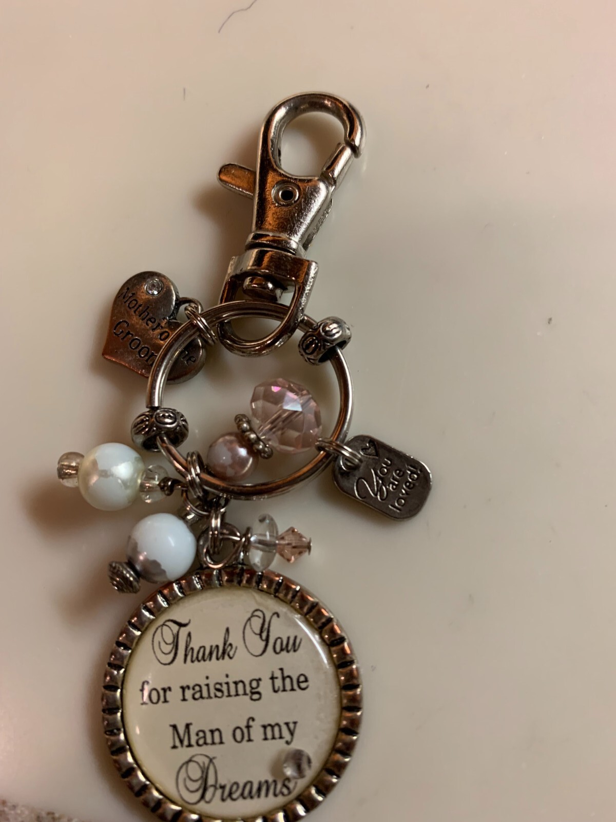 Jewel KeyHolder for Mother of Groom 4"  Engraved Key Chain Thank You  From Bride