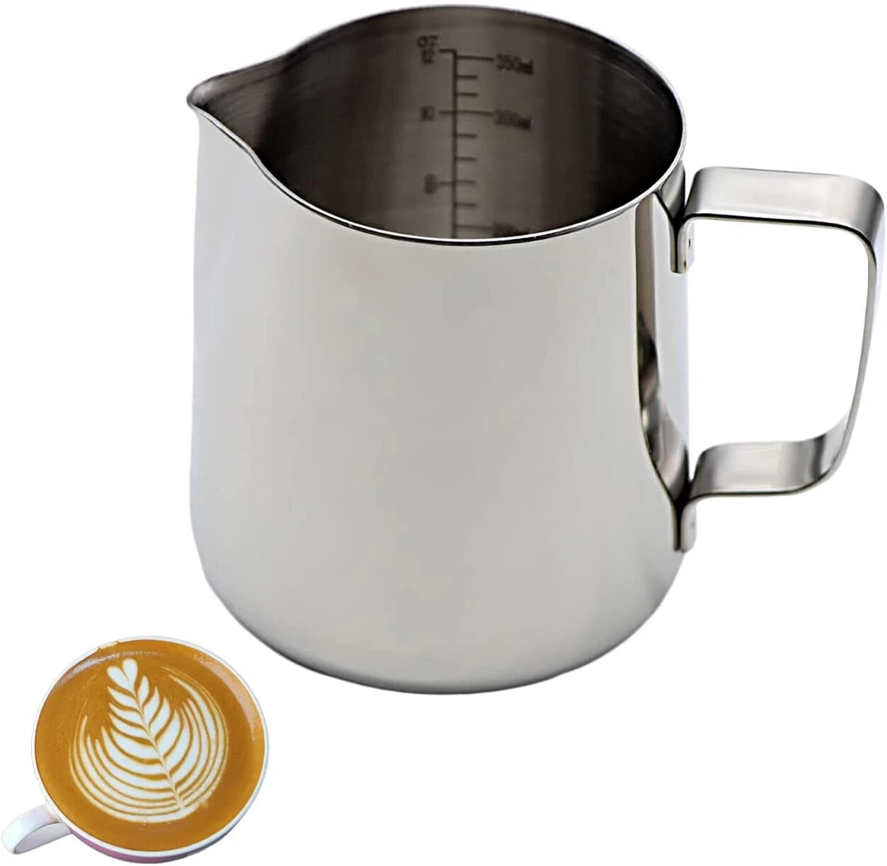 12oz Milk Frothing Pitcher 350ml Stainless Steel Jug for Espresso Latte Art