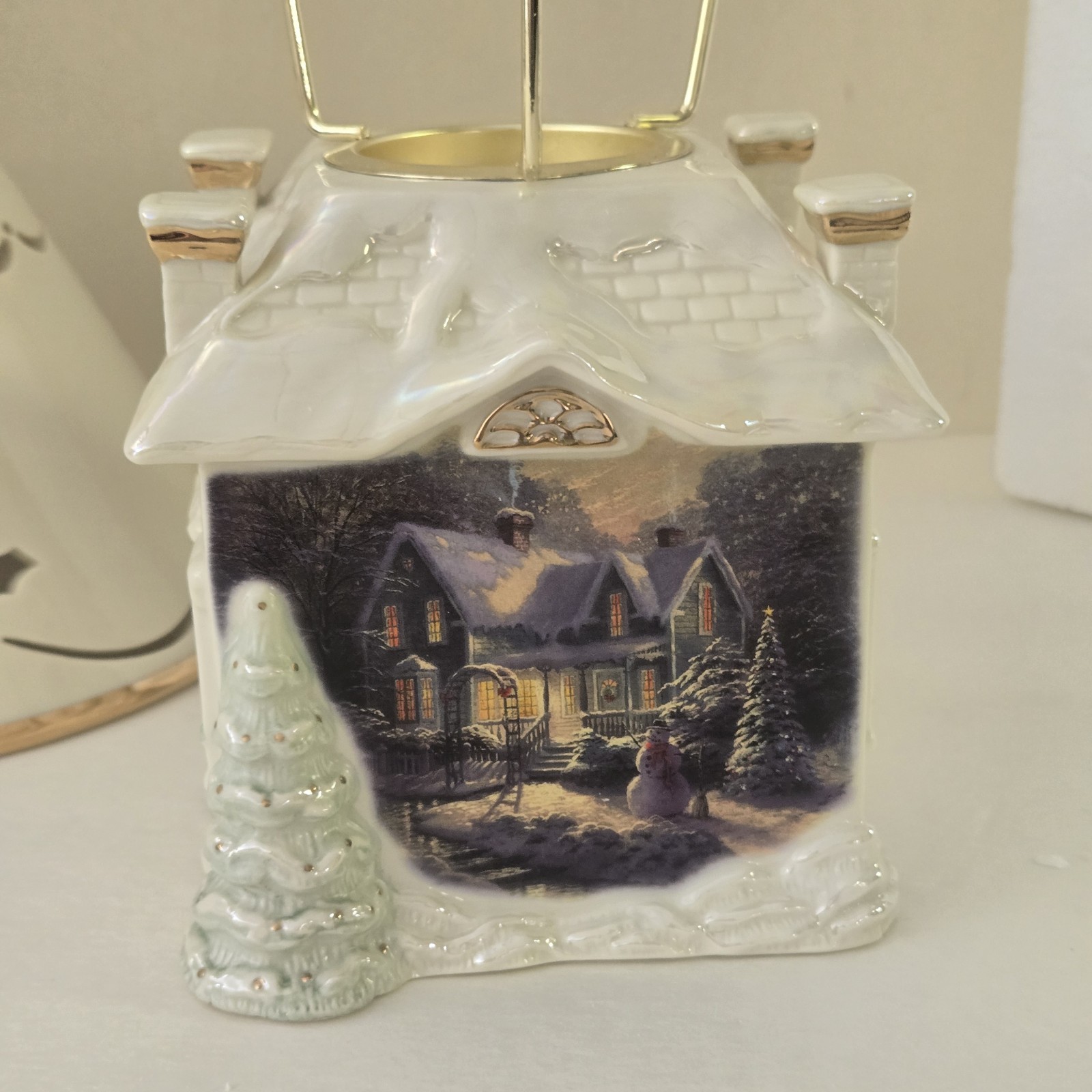 Lenox Thomas Kinkade BLESSINGS OF CHRISTMAS Candle Lamp w/COA & Original Box