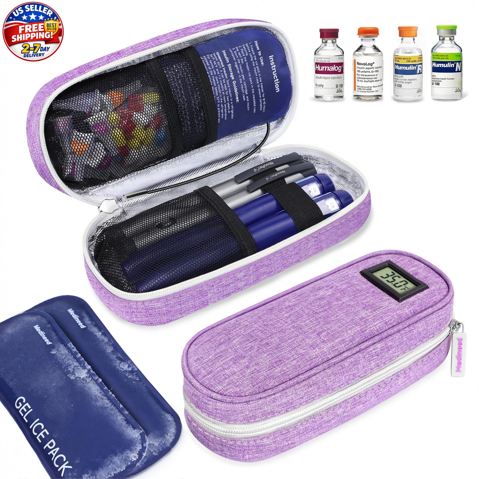 Insulin Cooler Travel Case TSA Approved, Refrigerated Medicine Travel Case with.
