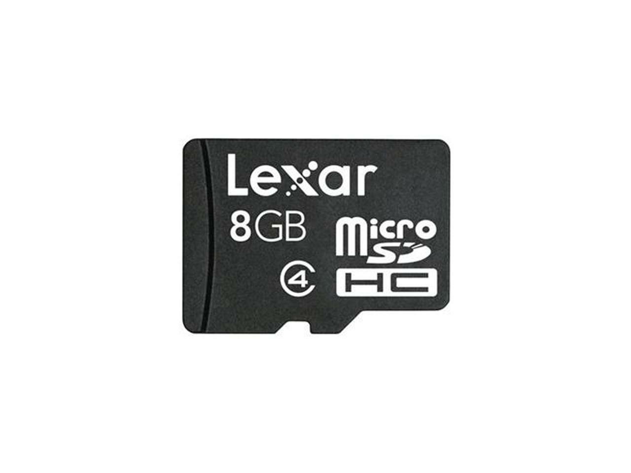 Lot of 2! Lexar 8GB Mobile microSDHC Memory Card with Adapter (LSDMI8GBASBNAA)