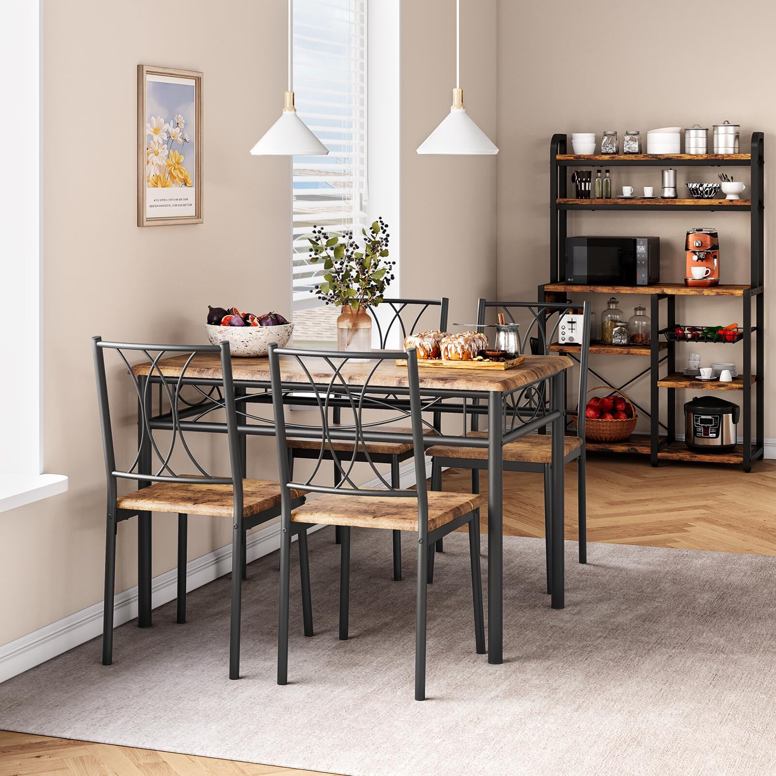 Dining Sets Dining Room Table Set with 4 Upholstered Chairs Kitchen Table Set