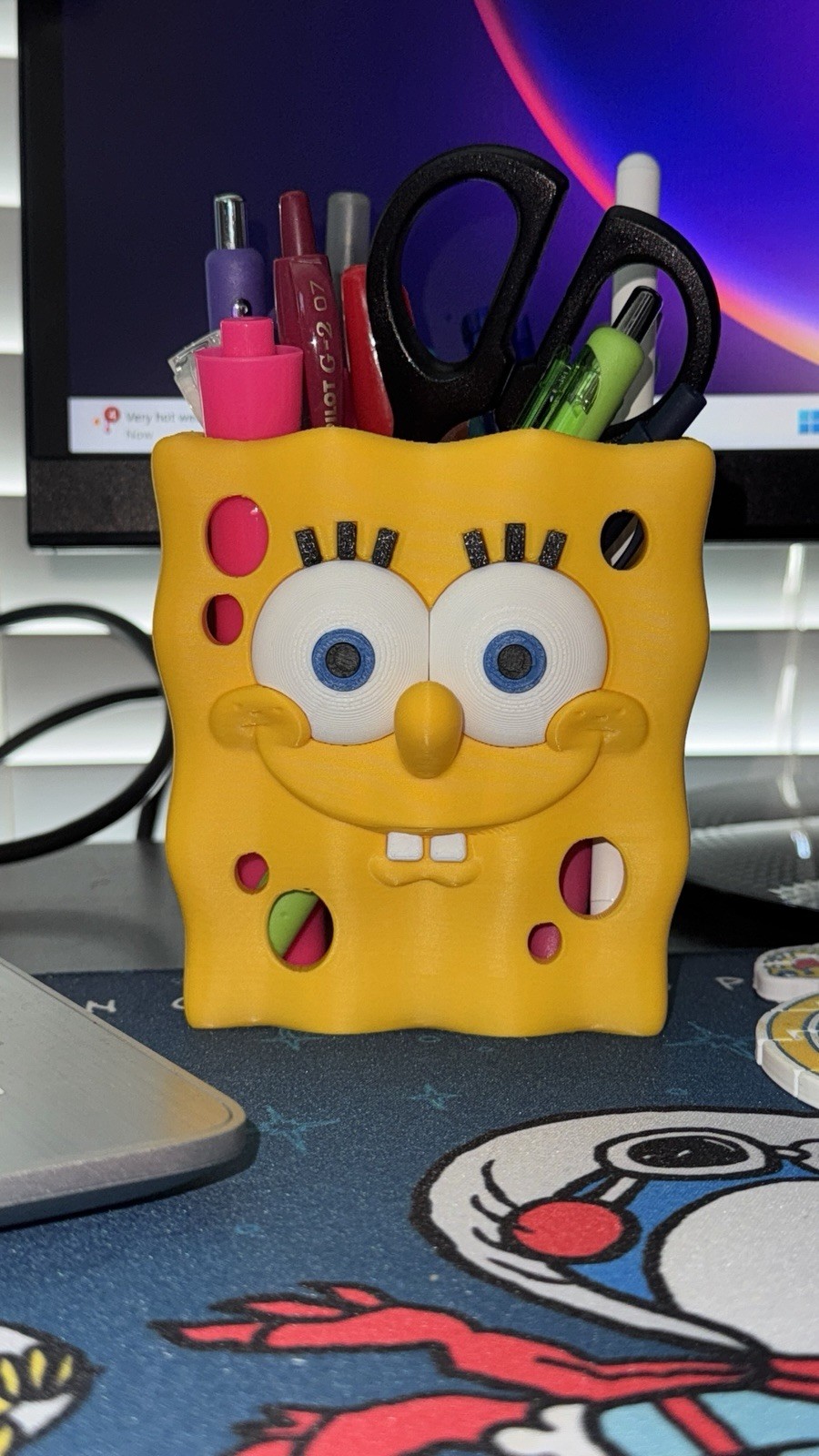 SpongeBob Pencil Holder | Personalized 3D Printed Desk Organizer | Cute Kids Gif