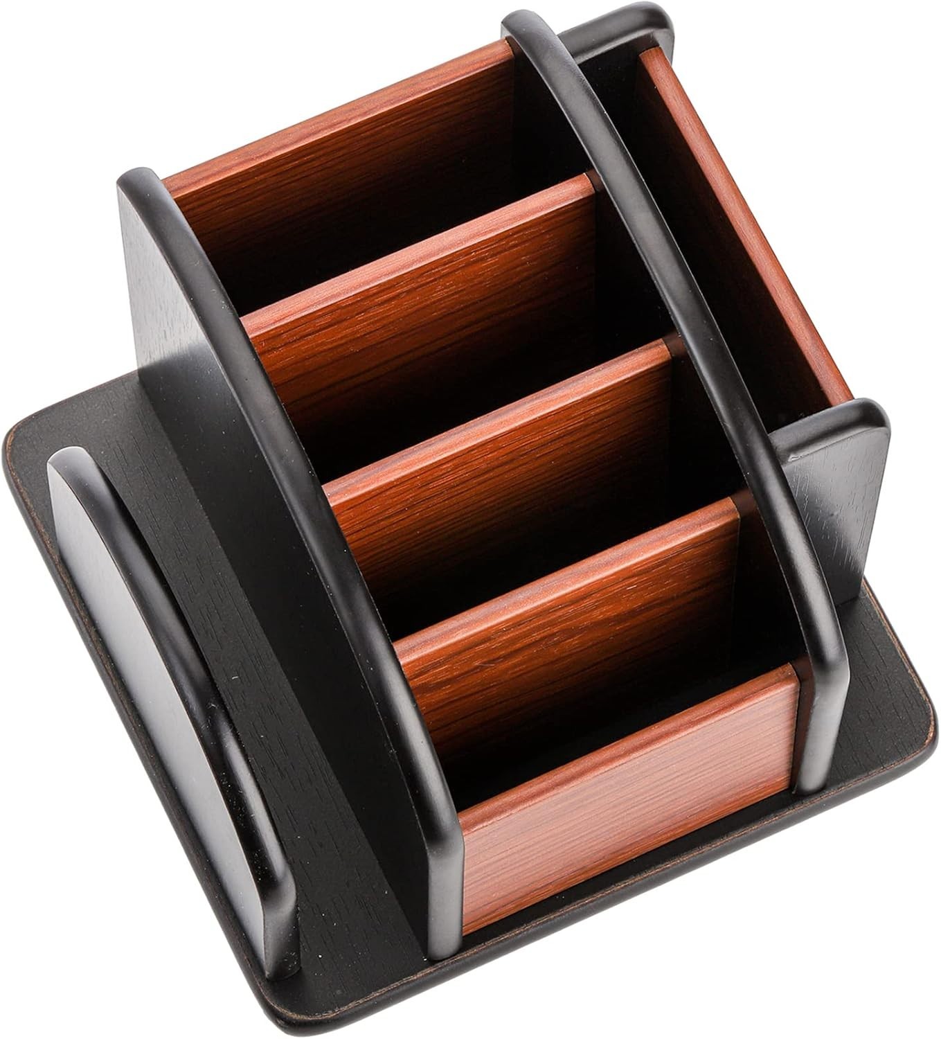 DEAYOU Wood Remote Control Holder for Table, Revolving Office Desktop Organizer