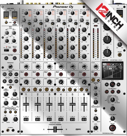 Metallics Pioneer DJM-V10 Skinz - mirror silver
