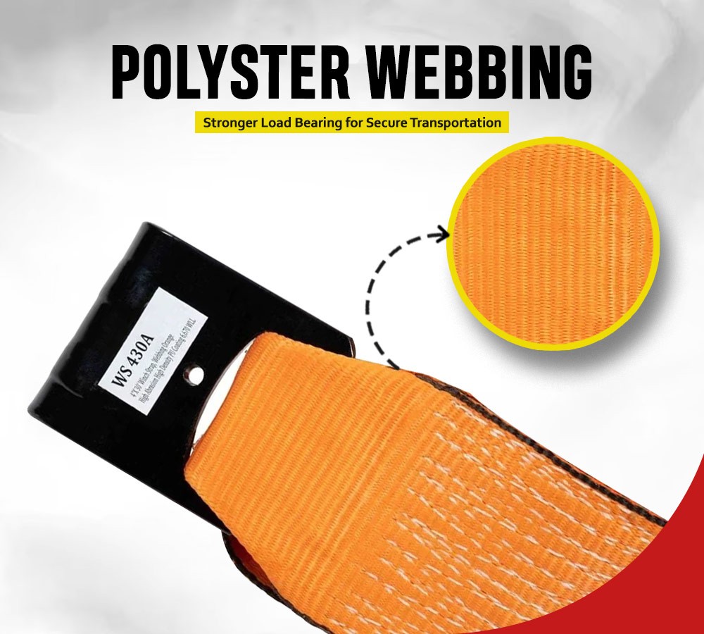 4" x 30' Winch Strap with Flat Hook - High Abrasion Orange
