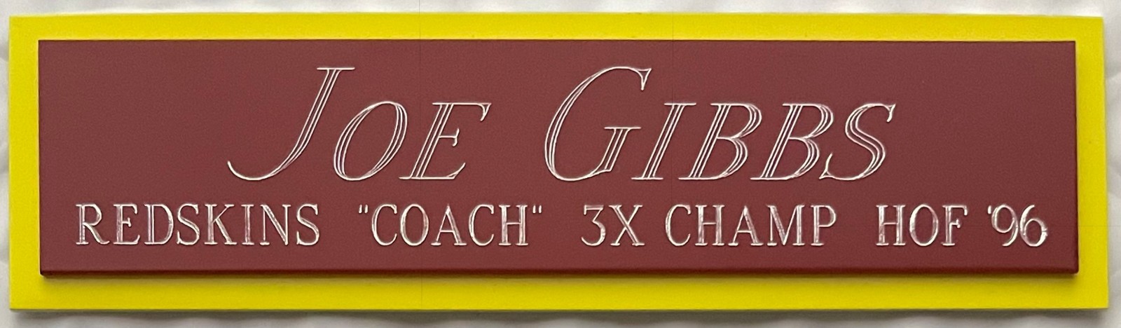 JOE GIBBS REDSKINS NAMEPLATE for AUTOGRAPHED Signed Football HELMET JERSEY PHOTO