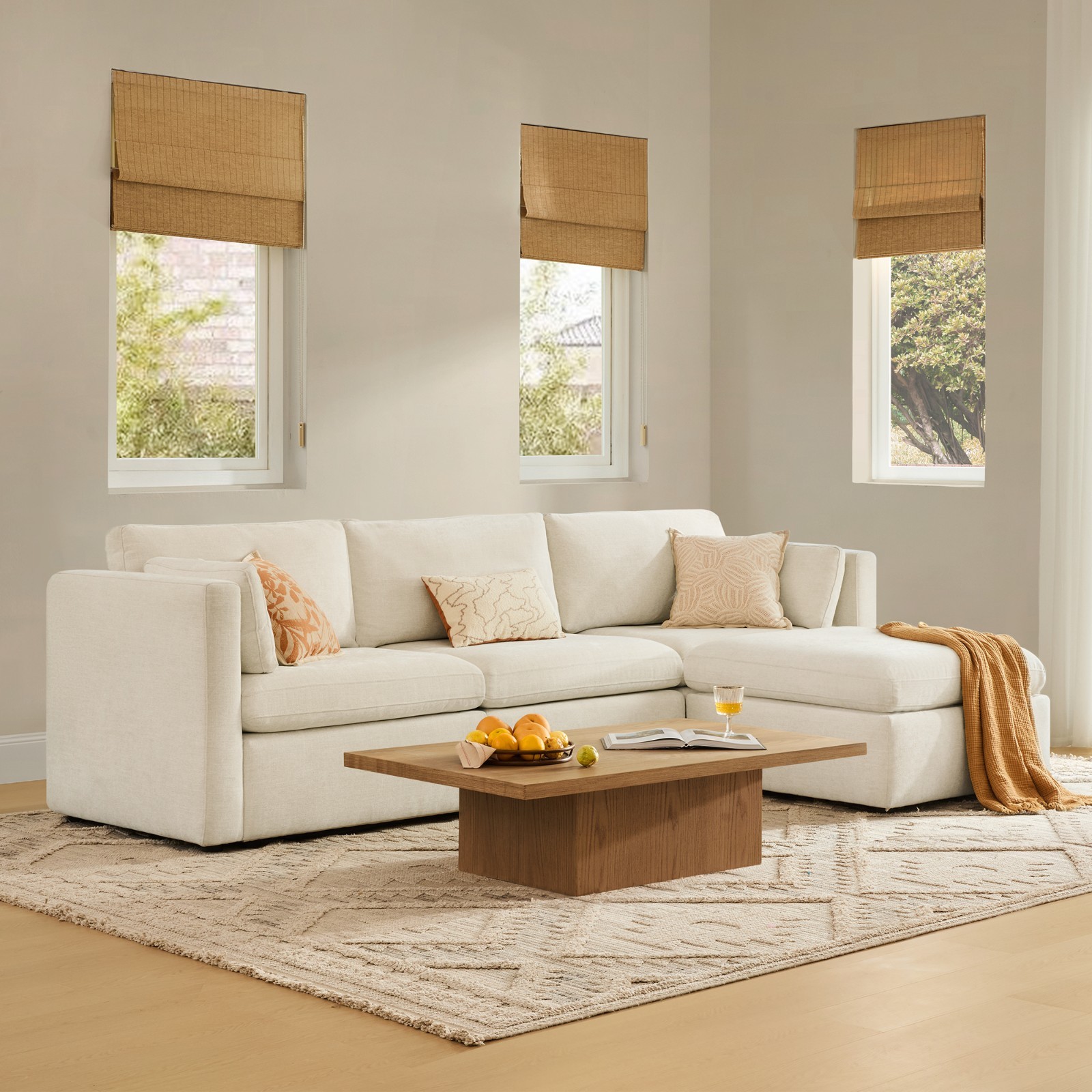 CHITA 112" 4-PC L-Shaped, Oversized Comfy Modular Sectional w/ Storage Ottoman