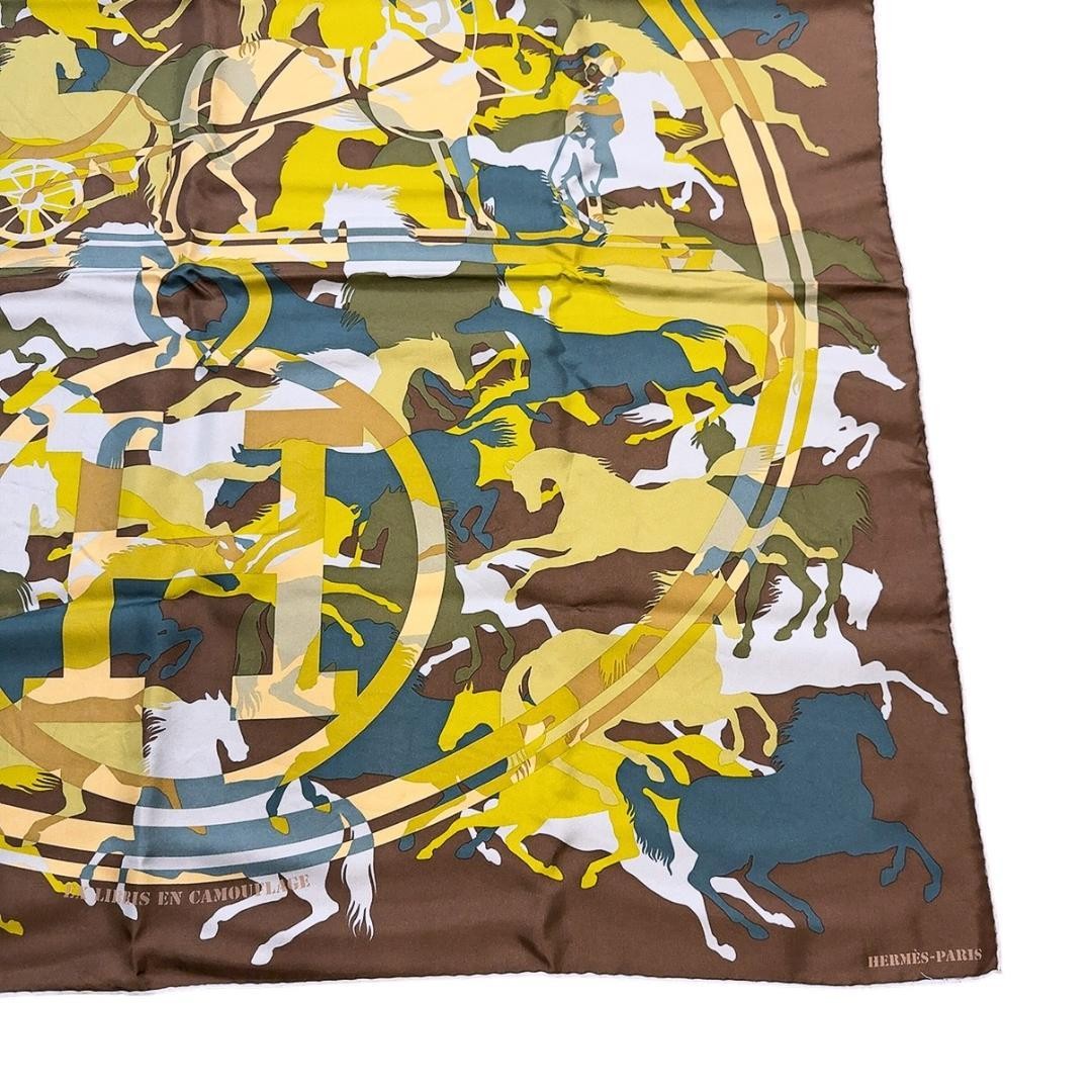 HERMES Carre 90 EX LIBRIS EN CAMOUFLAGE Silk Scarf Multicolor 34.5in SR1654