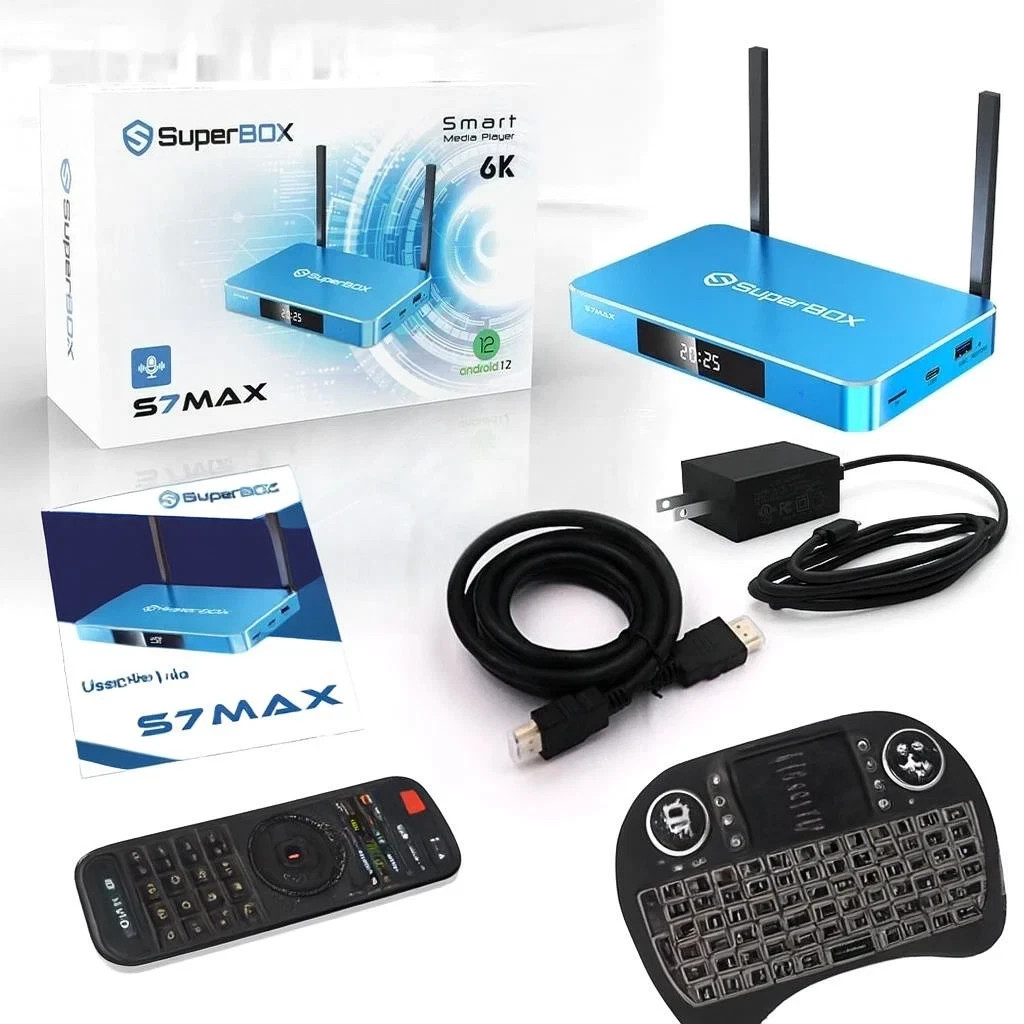 🔥 NEW SUPERBOX S7 MAX + 7 Color QWERTY Keyboard - 6K Android HDTV Box.  🔥