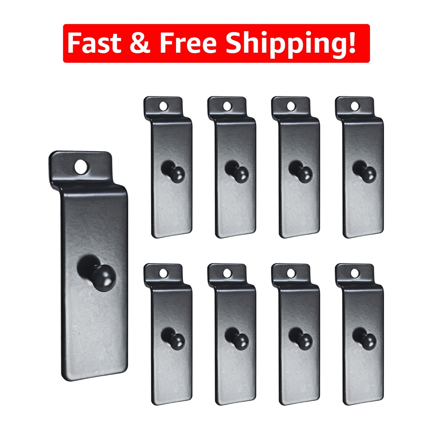 Heavy-Duty Slatwall Utility Hooks, 10pcs Black Display Hangers for Art & Photos