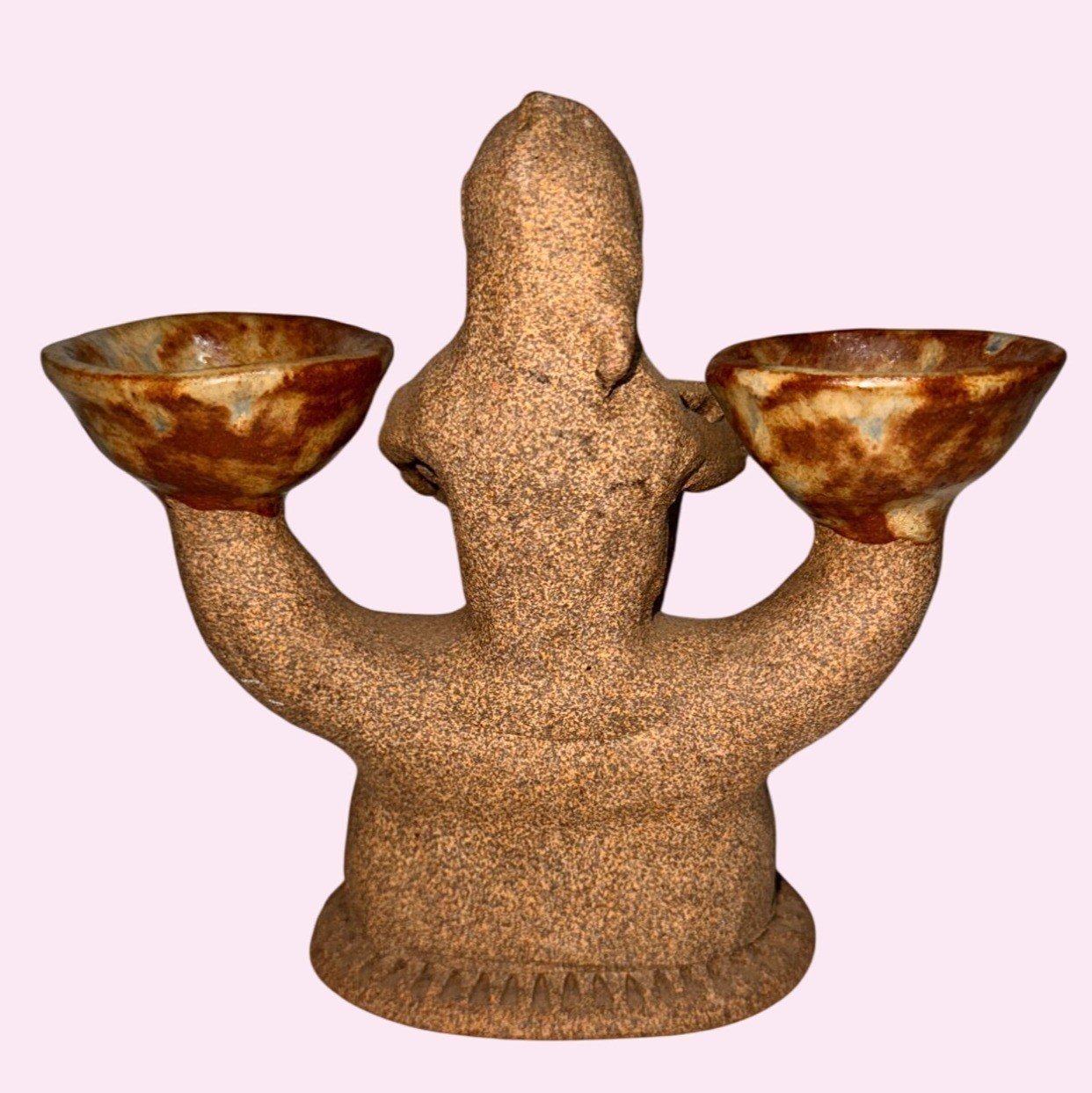 Handcrafted Stoneware Double Candleholder incense