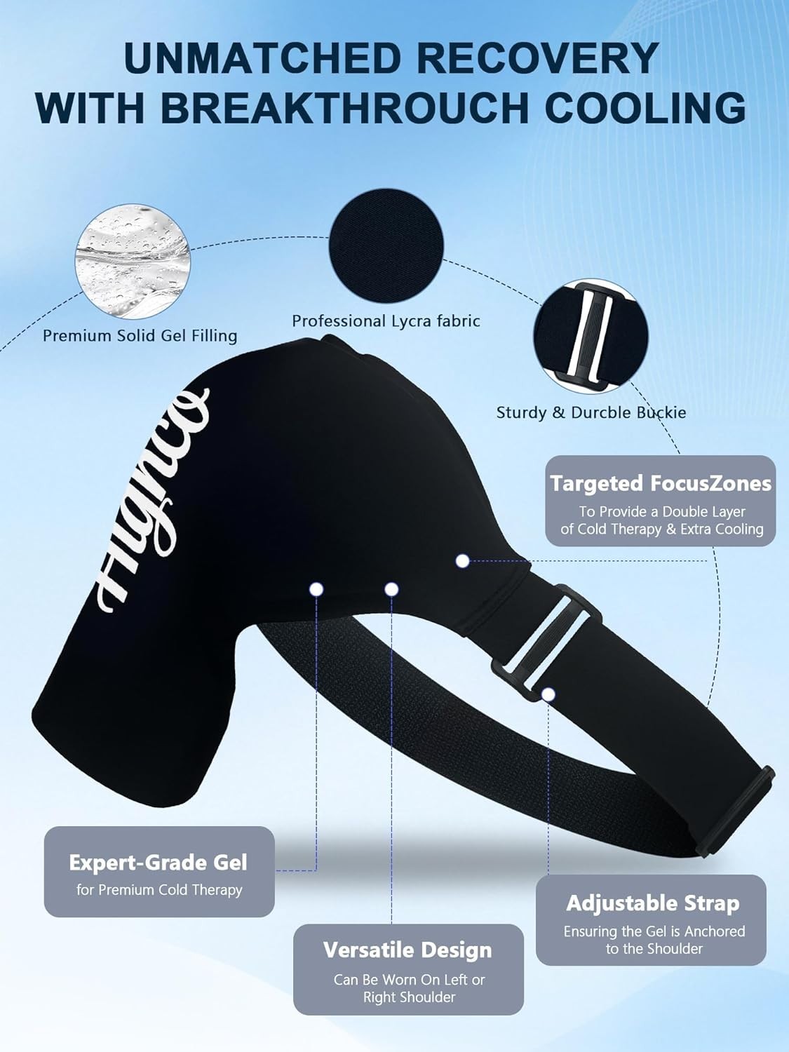 Shoulder Ice Pack Wrap for Rotator Cuff and Arm,Reusable Compression Cold Bra...