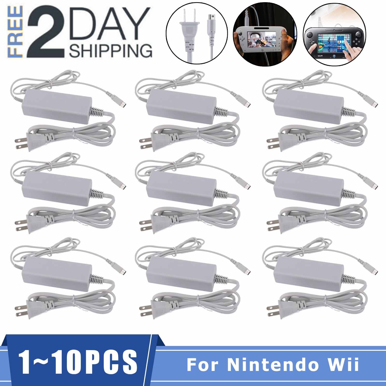 1-10PCS Charger for Nintendo Wii U Gamepad AC Power Supply Adapter Cable US Plug