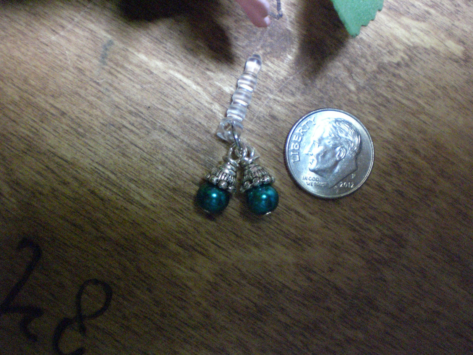 Pearl Cluster Teal Dust Plug Cell Phone Charm