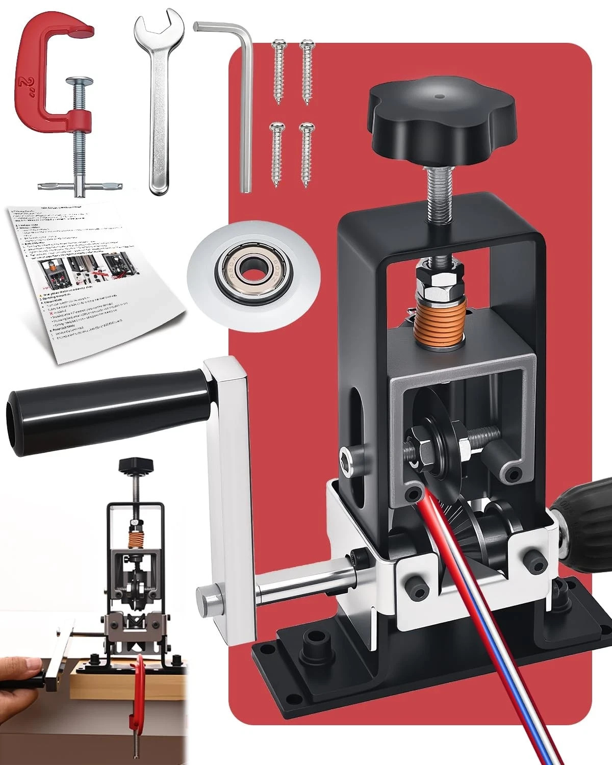 Wire Stripper Machine, 0.06-1 inch Manual Wire Stripping Machine with Replace...