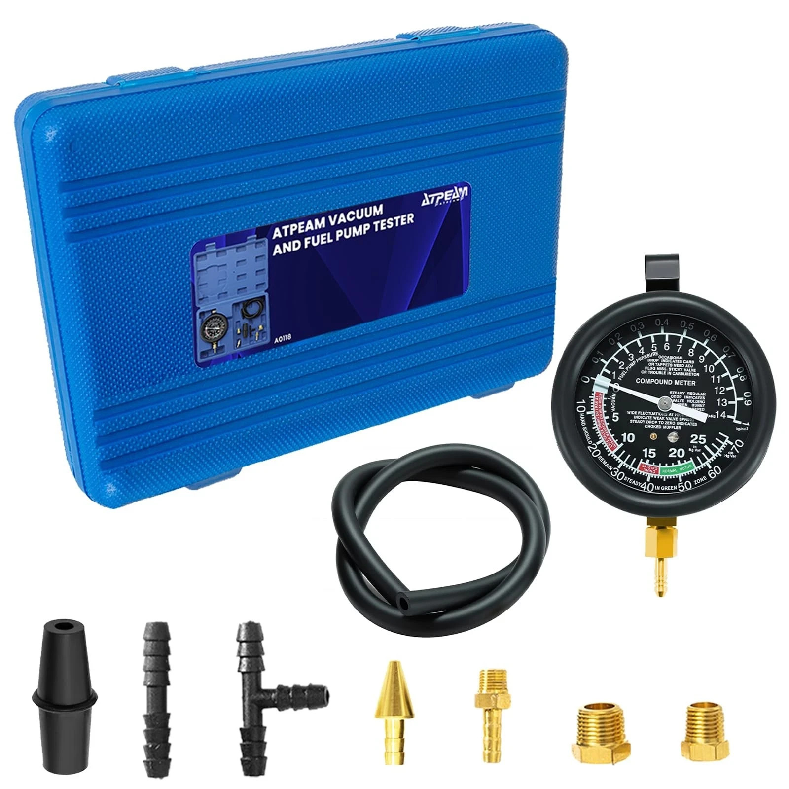 Vacuum Gauge, Universal Vacuum Gauge Automotive Kit for Car & Truck