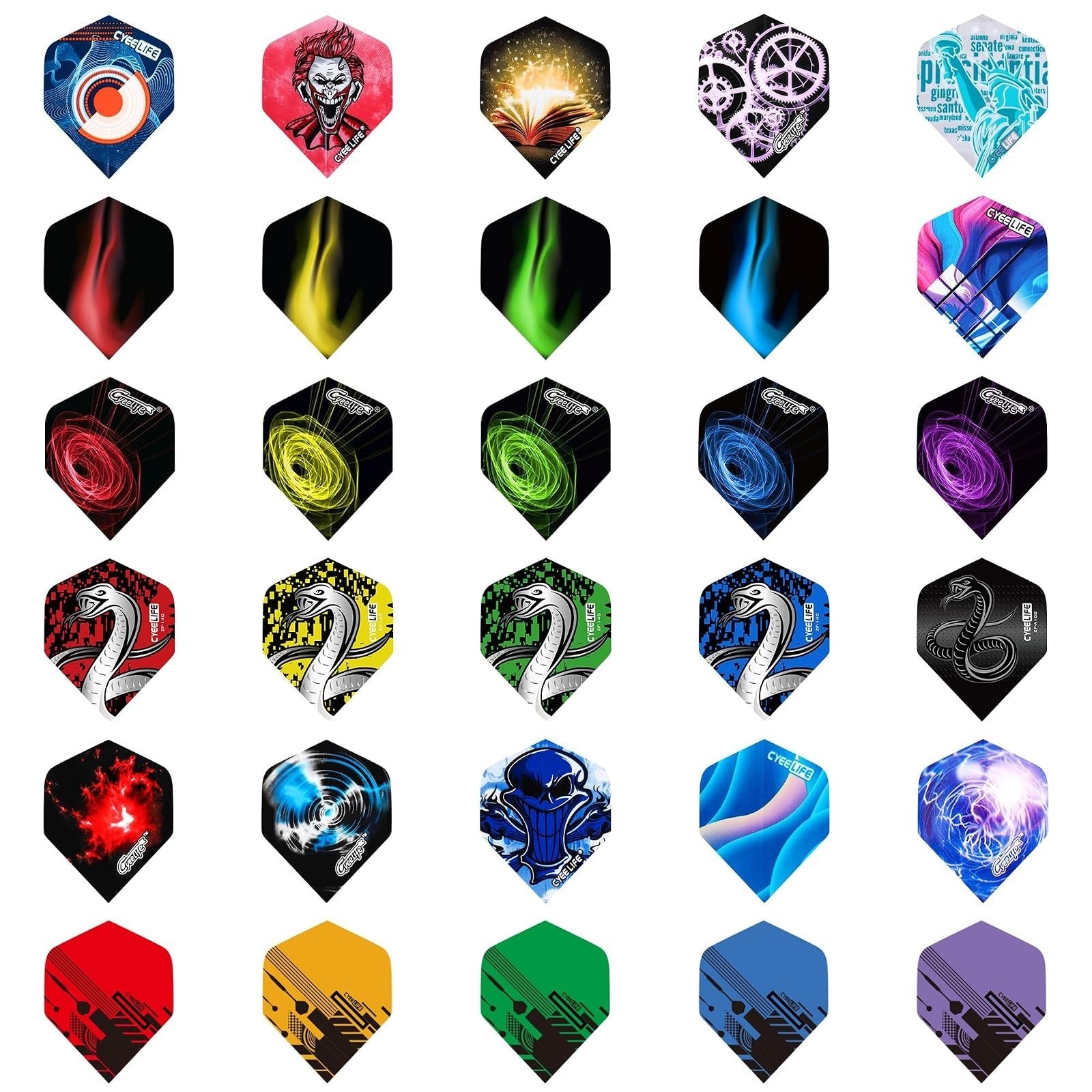 CyeeLife Standard Dart Flights 90 Pcs Durable PET Replacement Wings