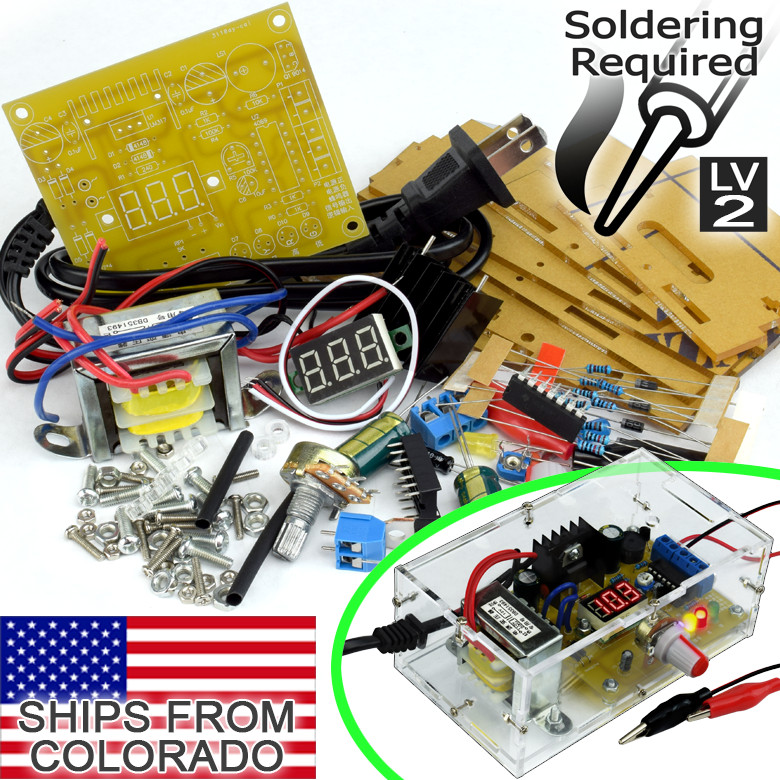 LM317 Adjustable Voltage Power Supply 110V In 1.25-12V Out [SOLDERING REQUIRED]