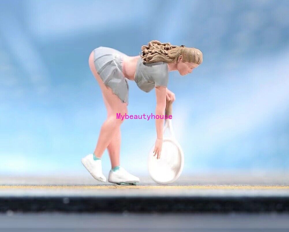1:64 Painted Figure Model Miniature Resin Diorama Sand Tennis Girl Bending Sexy