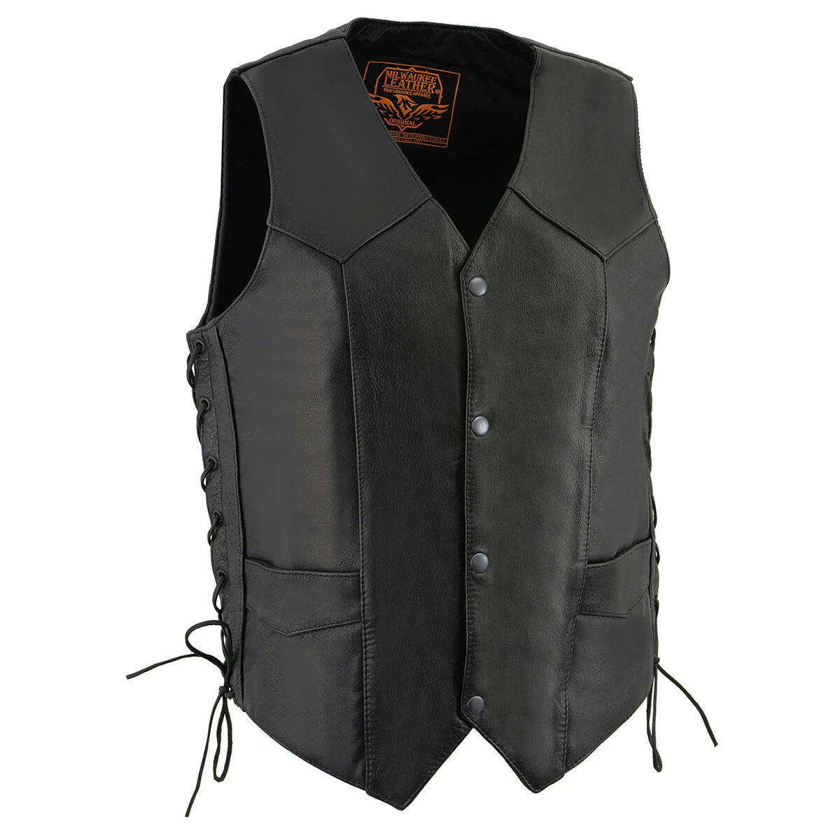 Milwaukee Leather 3731 Men's Classic V-Neck Motorcycle Rider Vest W/ Side Laces