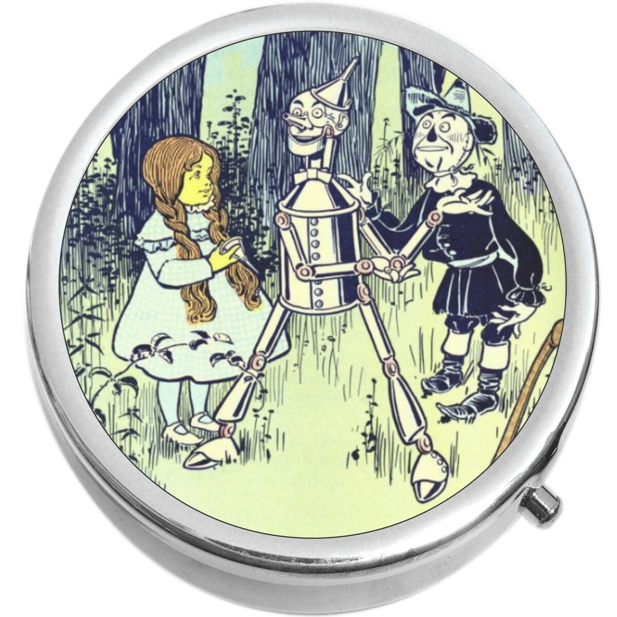 Vintage Wizard of Oz Dorothy Scarecrow Tinman Medical Pill Box Medicine Pill Box