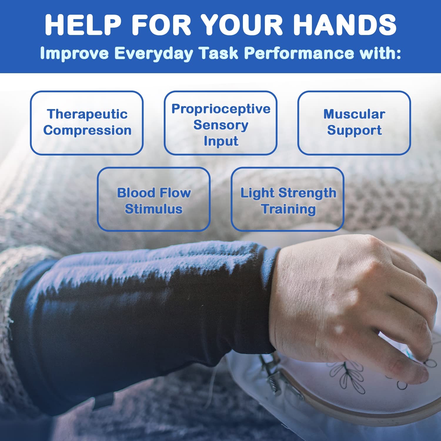 Weighted Compression Sleeve (Size: SMALL,1/2lb. Single) Tremor Control, Stren...