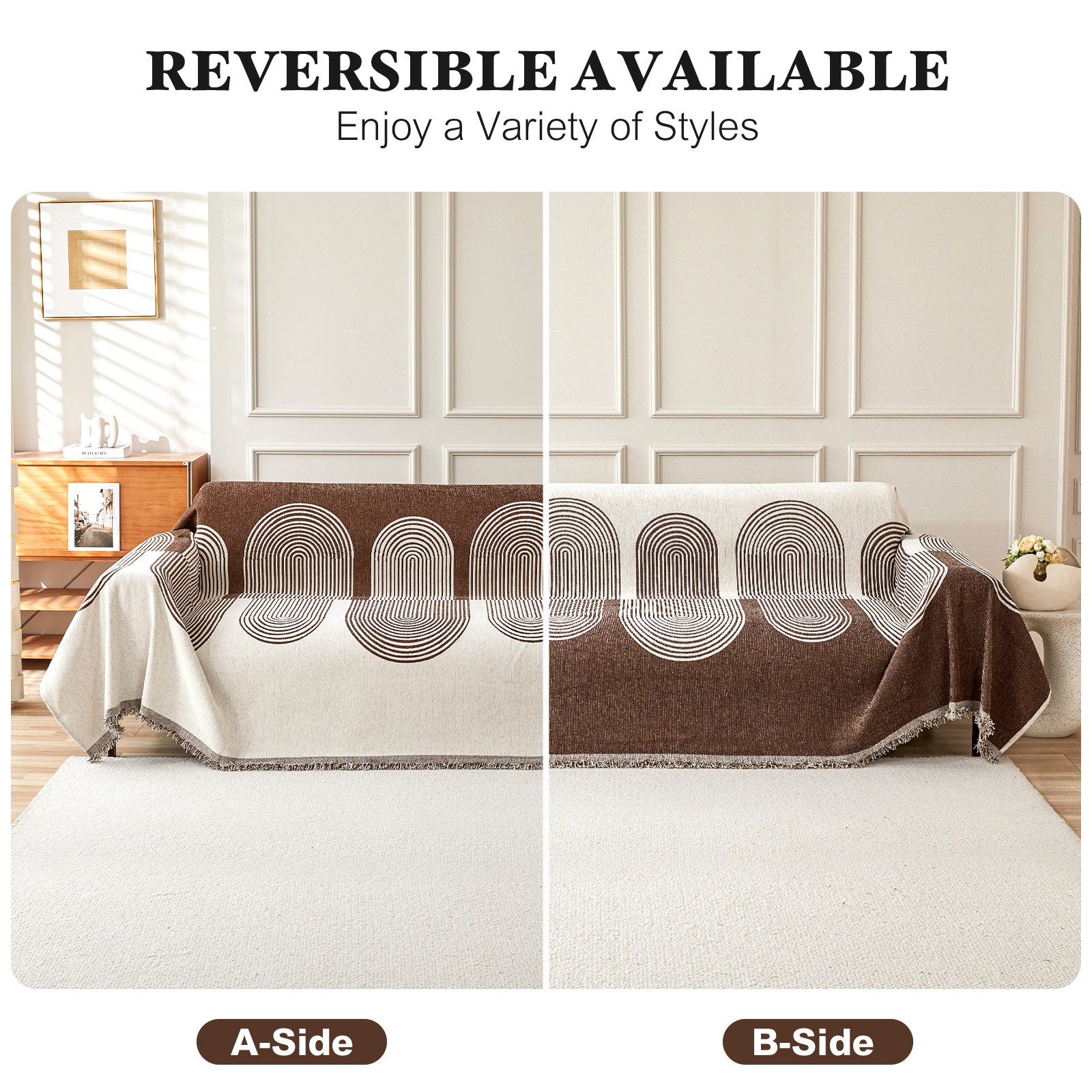 Boho Sofa Covers Reversible Chenille Sectional Couch Covers Dog Couch Protector