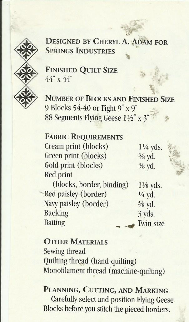 E0016 SPICE OF KASHMERE QUILT PATTERN/INSTRUCTIONS