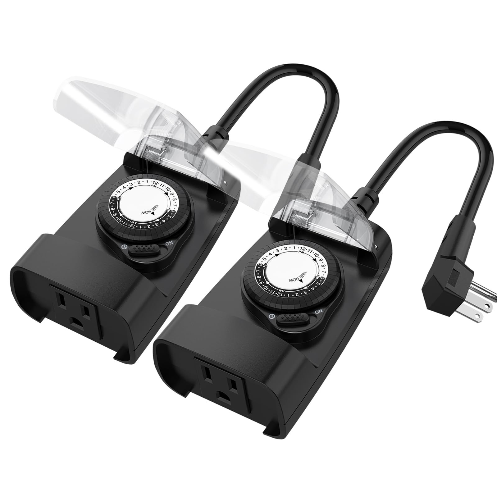 24 Hour Mechanical Outdoor Timer Outlet, Outdoor Timer for Lights, 3-Prong Ou...