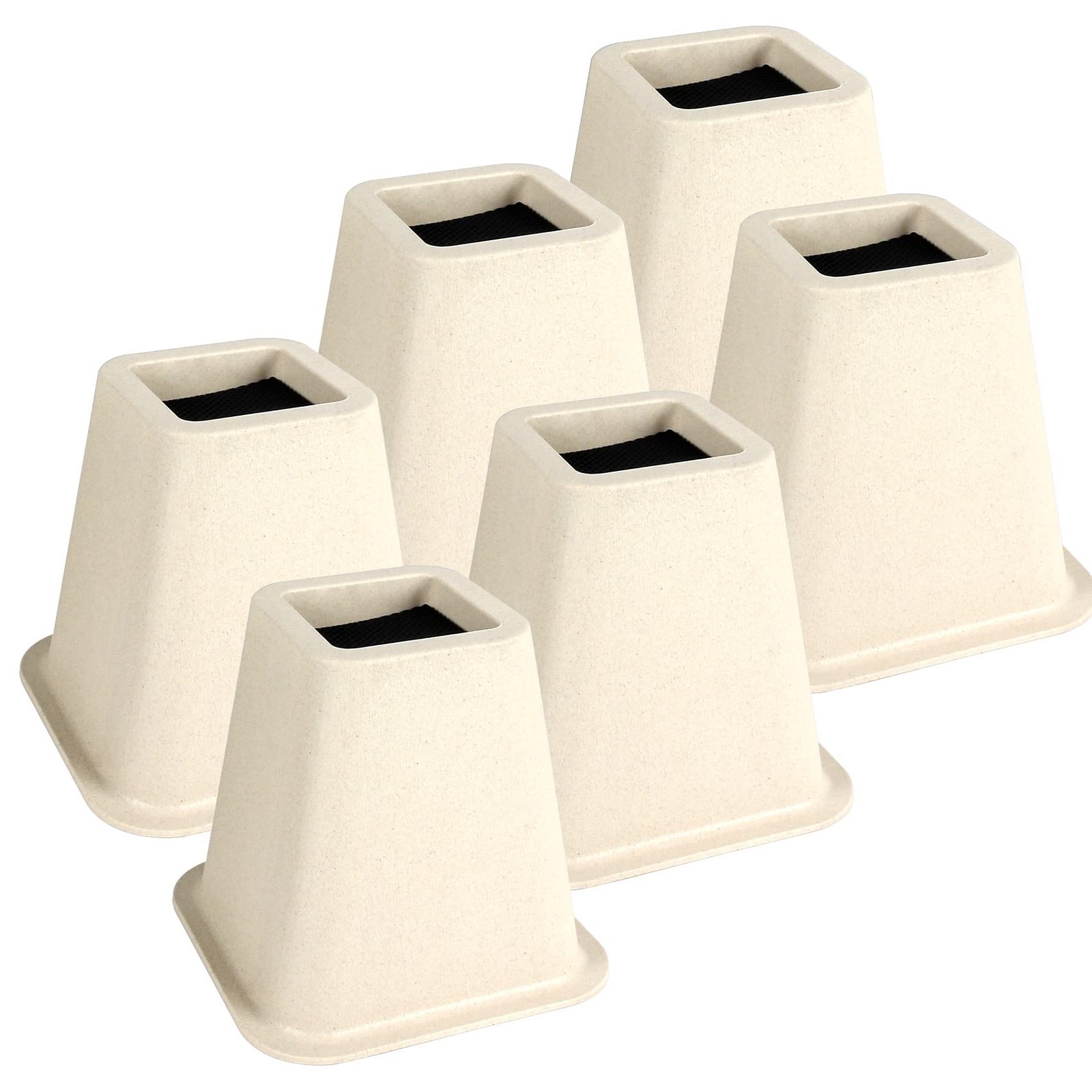 6 PCS Bed Risers 6 Inch Heavy Duty Furniture NonSlip Supports 2200 Lbs Beige