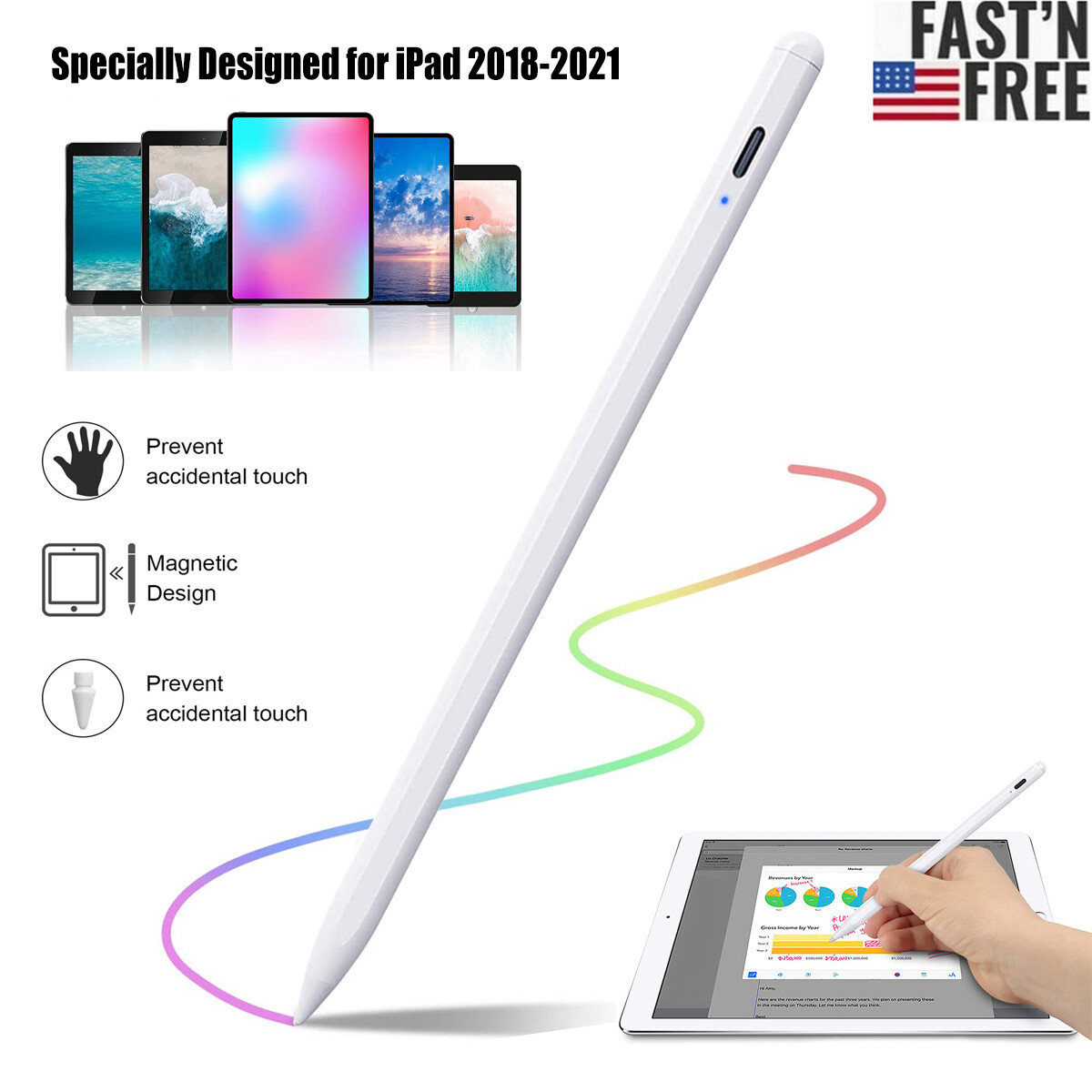 Stylus Pen Pencil For Apple iPad 9th/7th/8th/Mini 6,5/Pro 11&12.9''/Air 3rd/4th