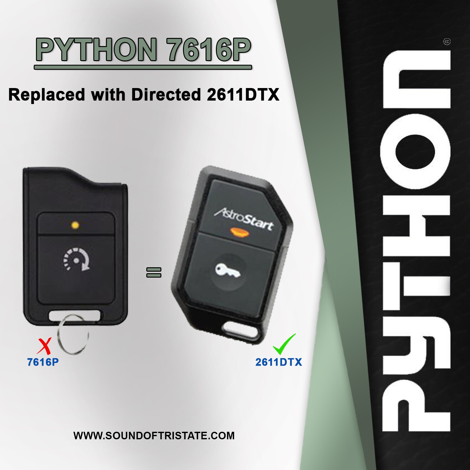 Python 7616P Directed Electronics 1-Way 1 Button Remote for DS4/DS4+