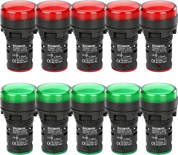 22mm LED Industrial Indicator Light 110V AC Pilot Indicator Light 7/8 Panel