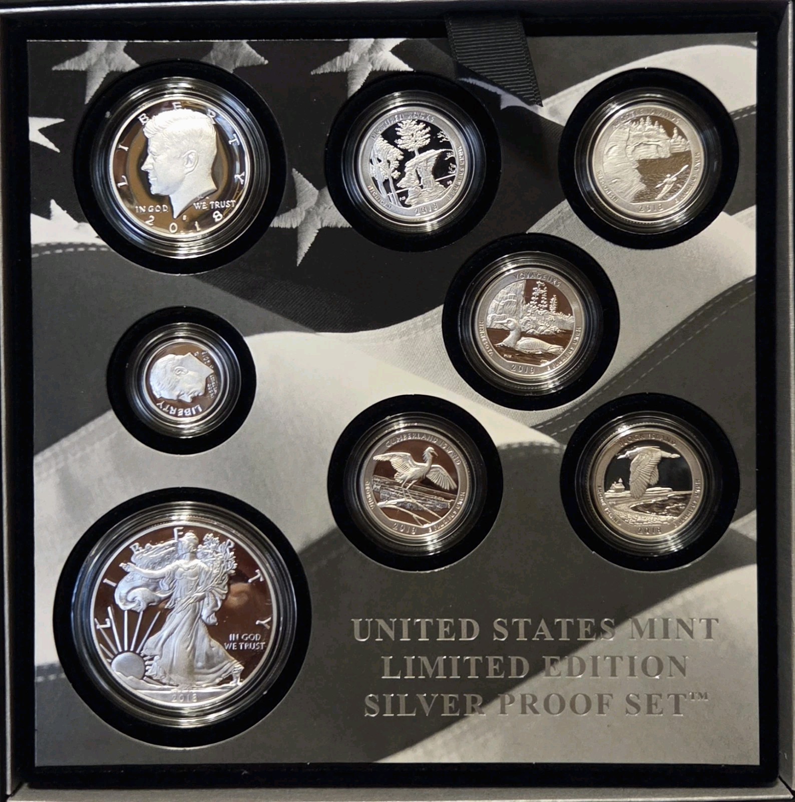 2018 S Limited Edition Silver Proof Set 8 Coin US Mint Silver Eagle OGP/COA