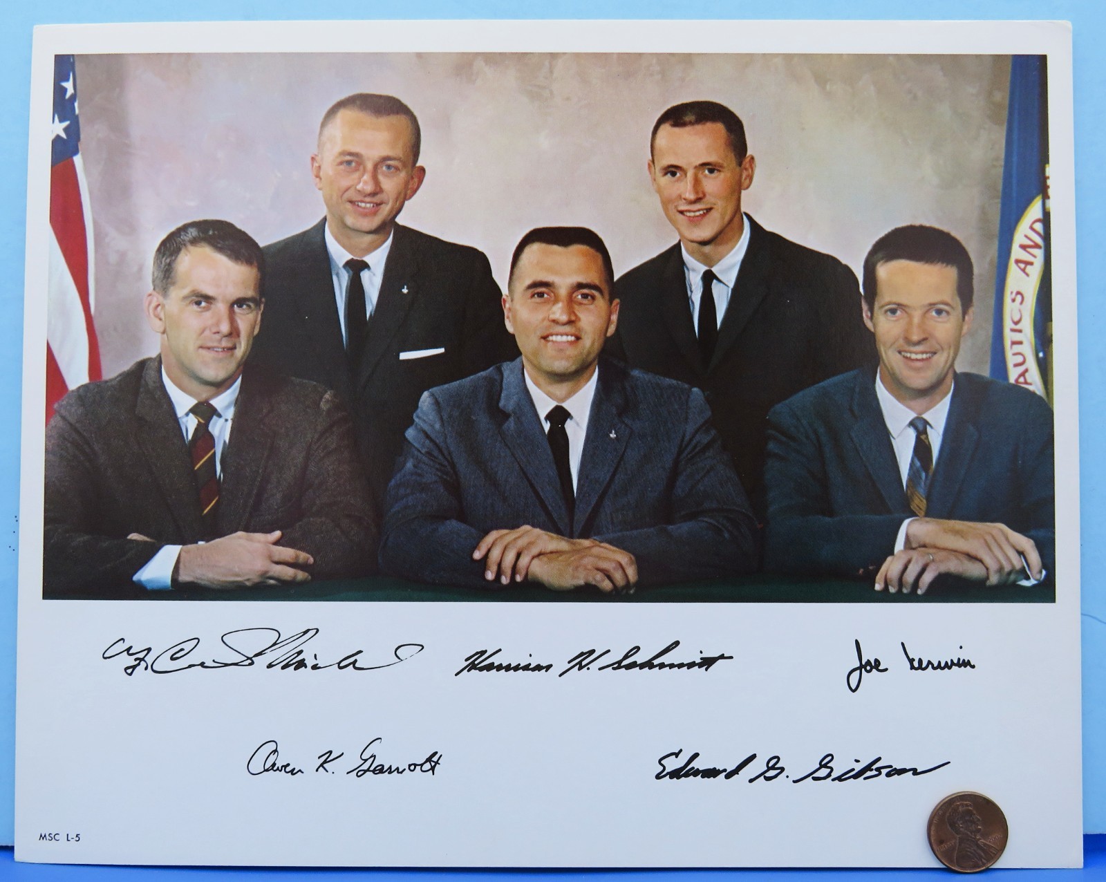 NASA litho Photo '65 vtg Printed Signatures / ASTRONAUT Group 4 /  8" x 10"