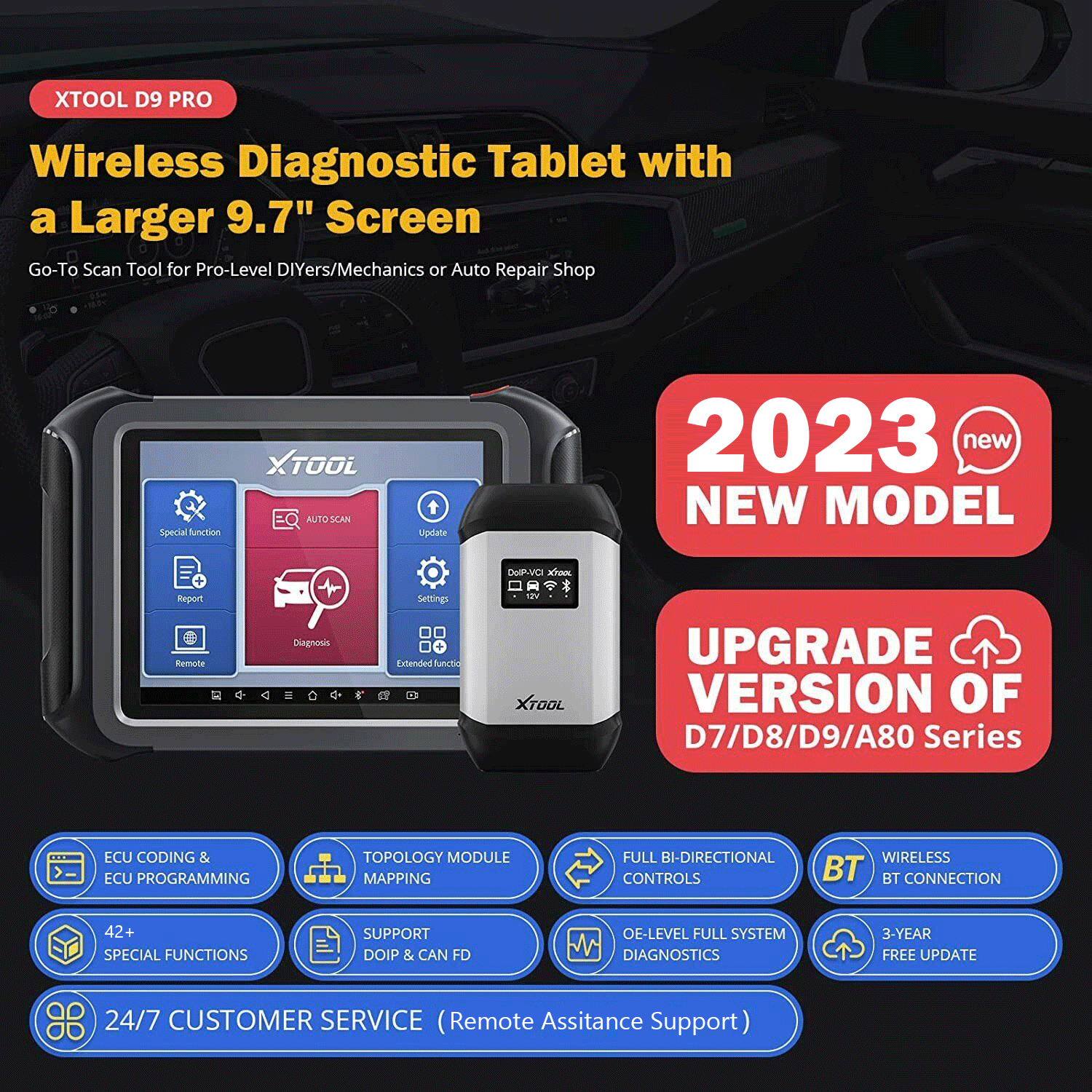 XTOOL D7 D8-BT D9-BT PAD PLUS A30M Full System Diagnostic Scanner Car Key Coding