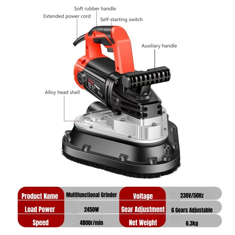 Three Heads Dustless Grinder 220V Triangle Floor Grinding Edge Concrete Grinder