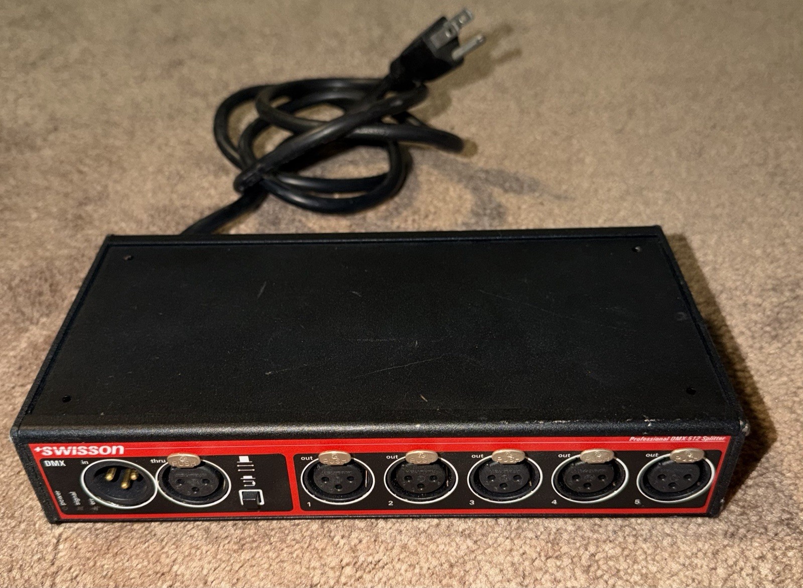 Swisson XSP-3B DMX Opto Splitter Booster 3-Pin Stage Lighting Rack Unit