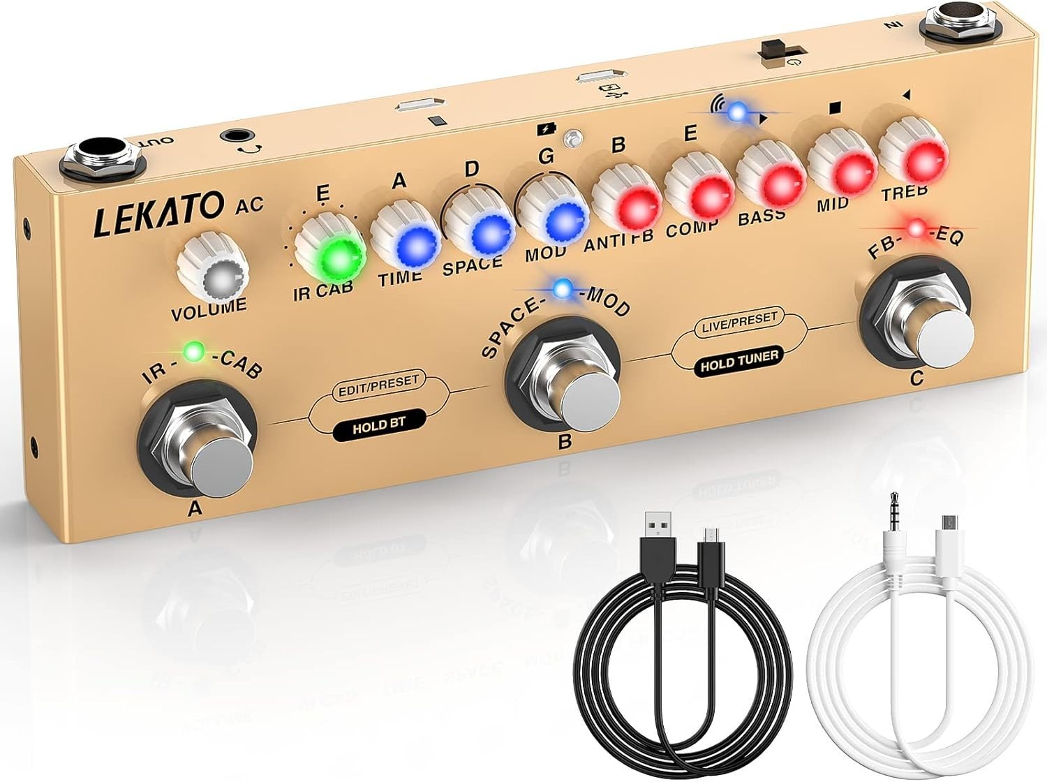 Versatile Multi Effects Pedal for Acoustic Guitar with 9 AMP Models & Bluetooth